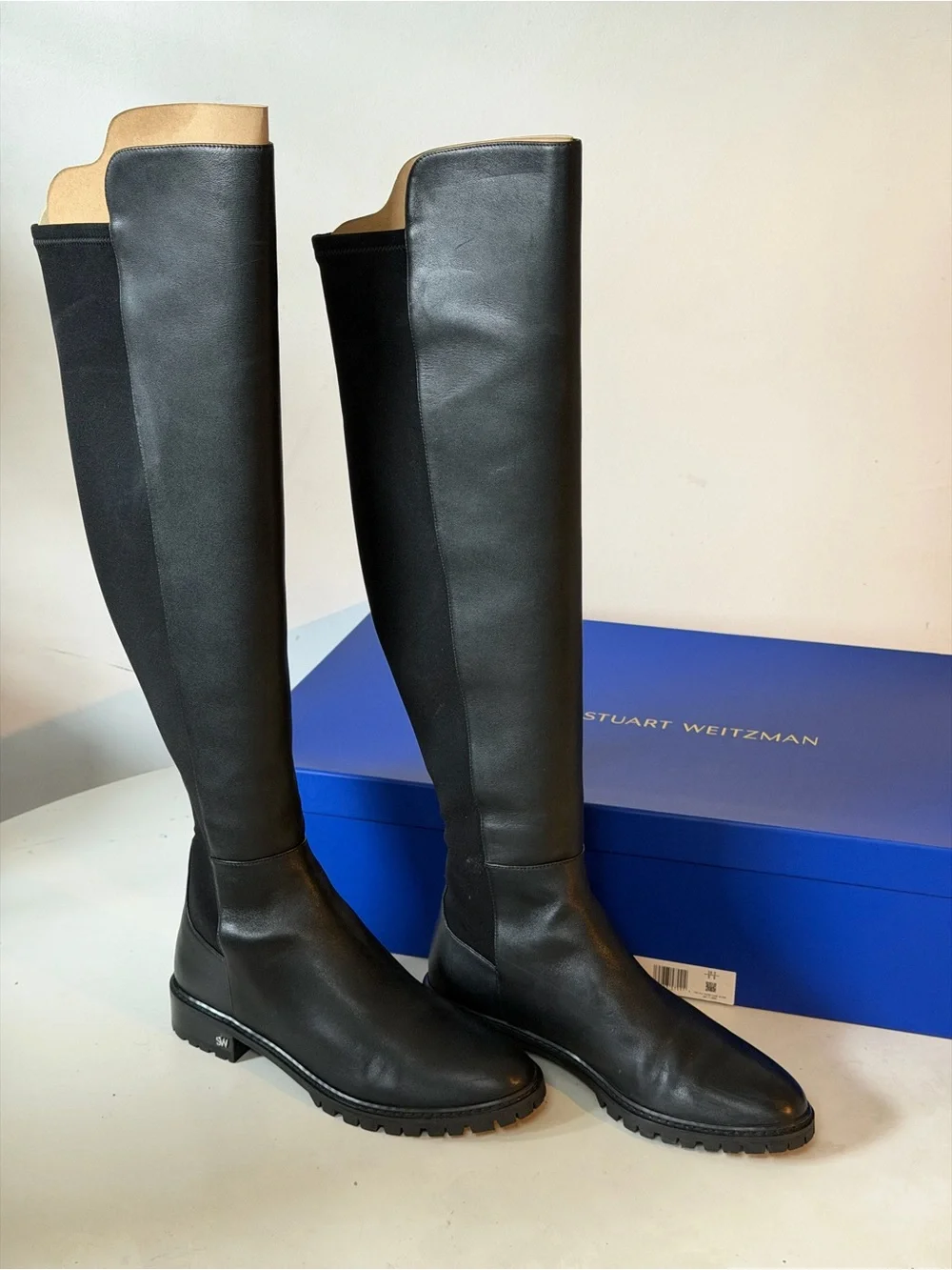 Stuart Weitzman Black City Over the Kner Boots